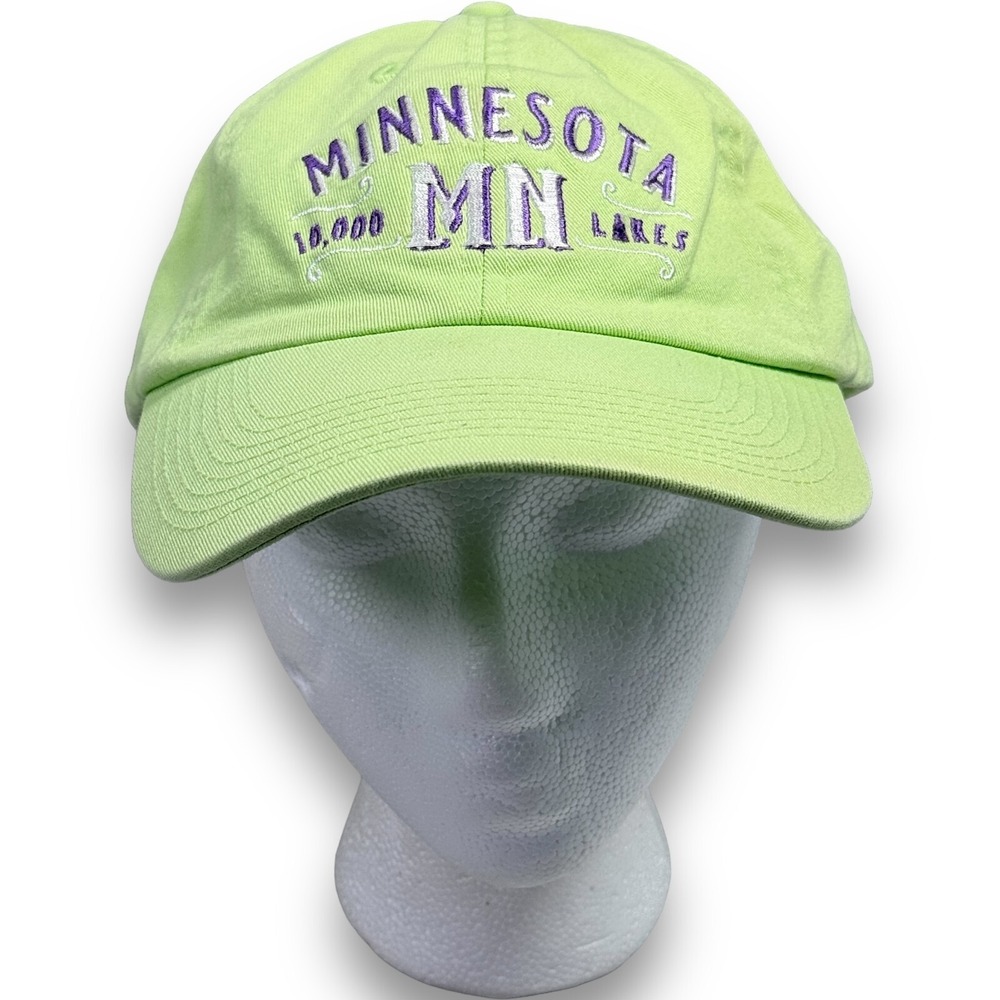 Fahrenheit Minnesota 10,000 Lakes Embroidered Hat Green Adjustable Baseball Cap
